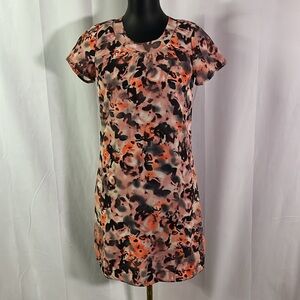 Japna Black Pink & Orange Printed Short Sleeve Mini Shift Dress
